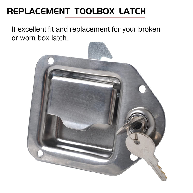 Toolbox RV Handle Latch Stainless Steel Tool Box Latch Paddle Lock for Trailer Door RV Camper Truck Bed Toolboxes - 3/8'' x 3-1/4'' (2 Pack) 2 Pack