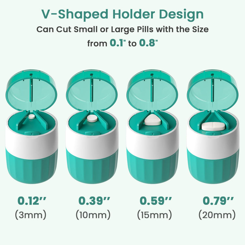 3-in-1 Pill Crusher and Pill Cutter with Storage Compartment for Tablets, Pill Grinder Fine Powder, Pill Cutter Splitter for Small or Large Pills