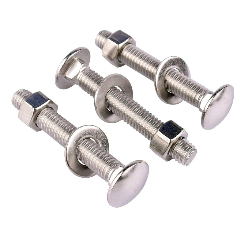 8 Sets 5/16-18 x 2-1/2" Carriage Bolts Screws Round Head Square Neck and Hex Nuts, Flat Washers 304 Stainless Steel 18-8 Full Thread, Silver 5/16-18 x 2-1/2" (8 Sets)