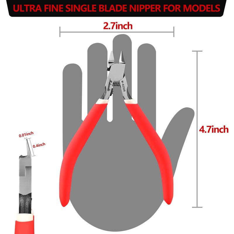 Model Nippers, 4.8" Ultra Thin Single Blade Gundam Nippers, Sprue Cutter Hobby Nippers, Model Kit Nippers for Plastic Gunpla Model Building with Protective Cover and Spring Basic Affordable