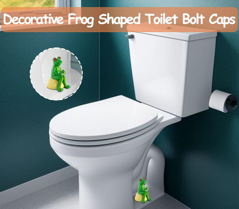 Set Of 2 Frog Toilet Bolt Caps Cute Toilet Bolt Covers Green Toilet Screw Cover Caps Resin Toilet Caps For Bottom Of Toilet Adorable Bathroom Decor - Easy To Install