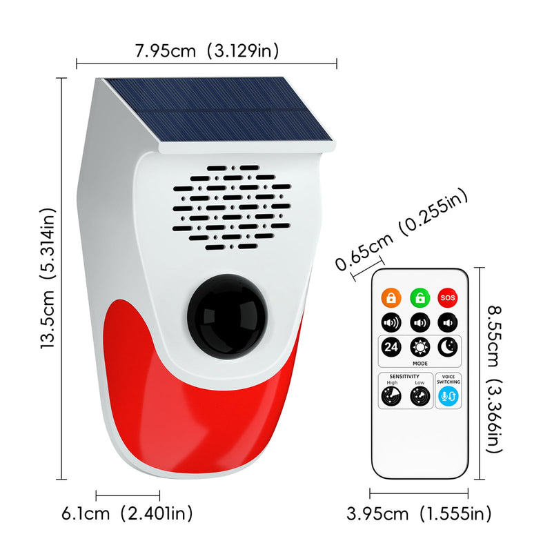Outdoor Motion Sensor Noise Maker with 8 Replaceable Recording,Dog Barking Motion Detector Alarm,Three Levels of Adjustable Volume,Three Operating Modes,Motion Activated Alarm with Remote Control (2)