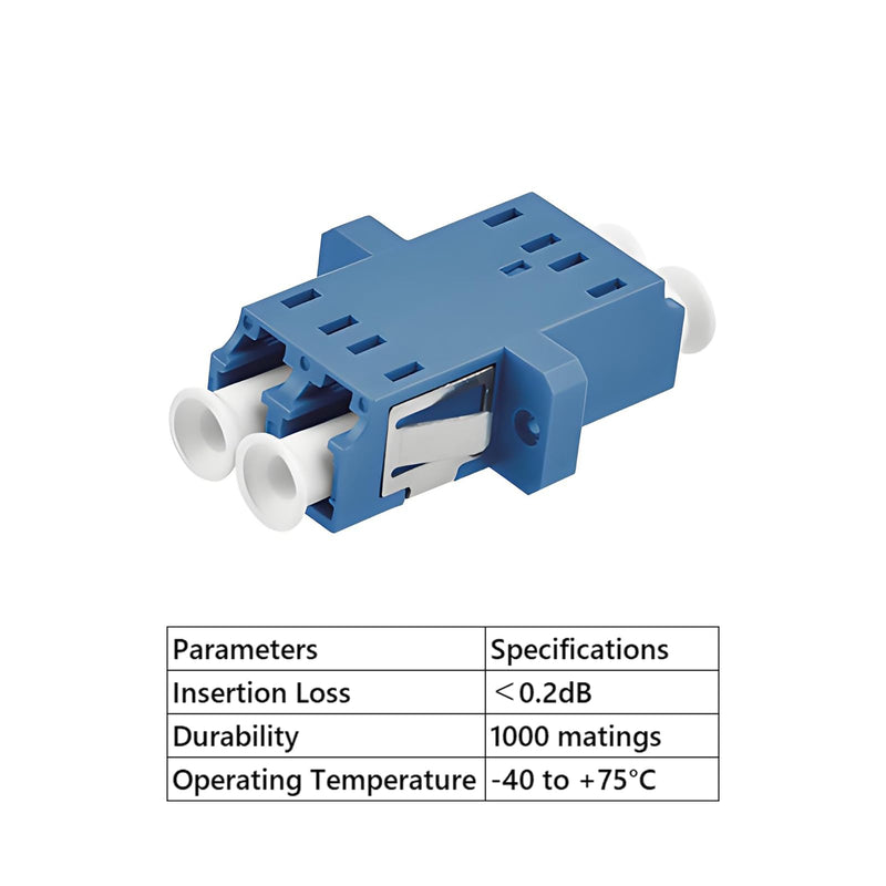 10-Pack LC Fiber Optic Adapter - LC to LC Duplex Singlemode Coupler - Blue