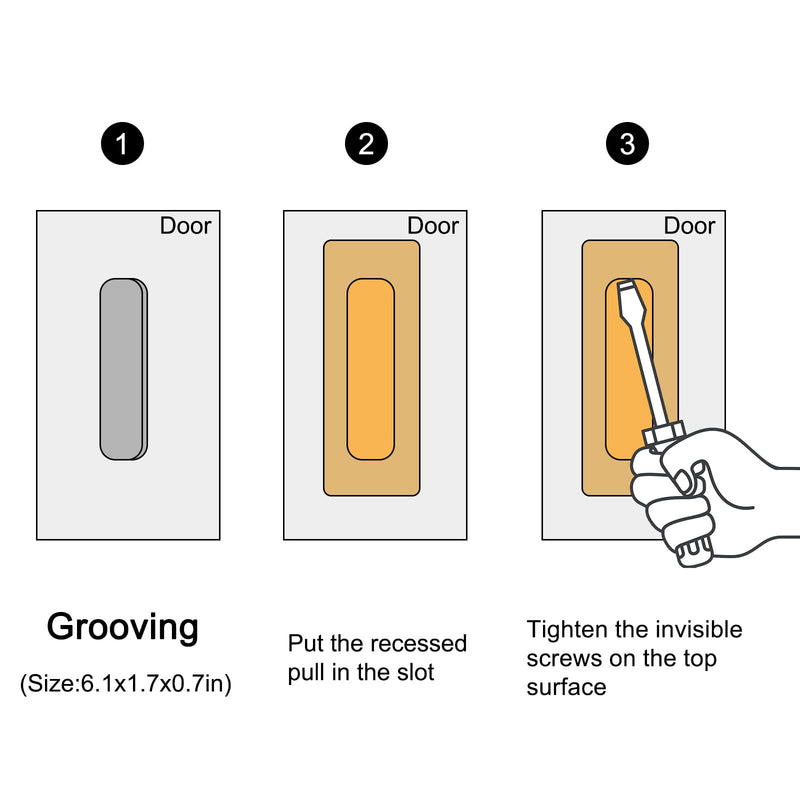 Recessed Finger Flush Pulls - Hadnles Fit Wardrobe Doors, Pocket Doors, Sliding Barn Doors, Bifold Doors and More Stainless Steel Brushed Rectangular Door Pull Hardware (7 INCH, Gold - 4 Pack) 7 Inch