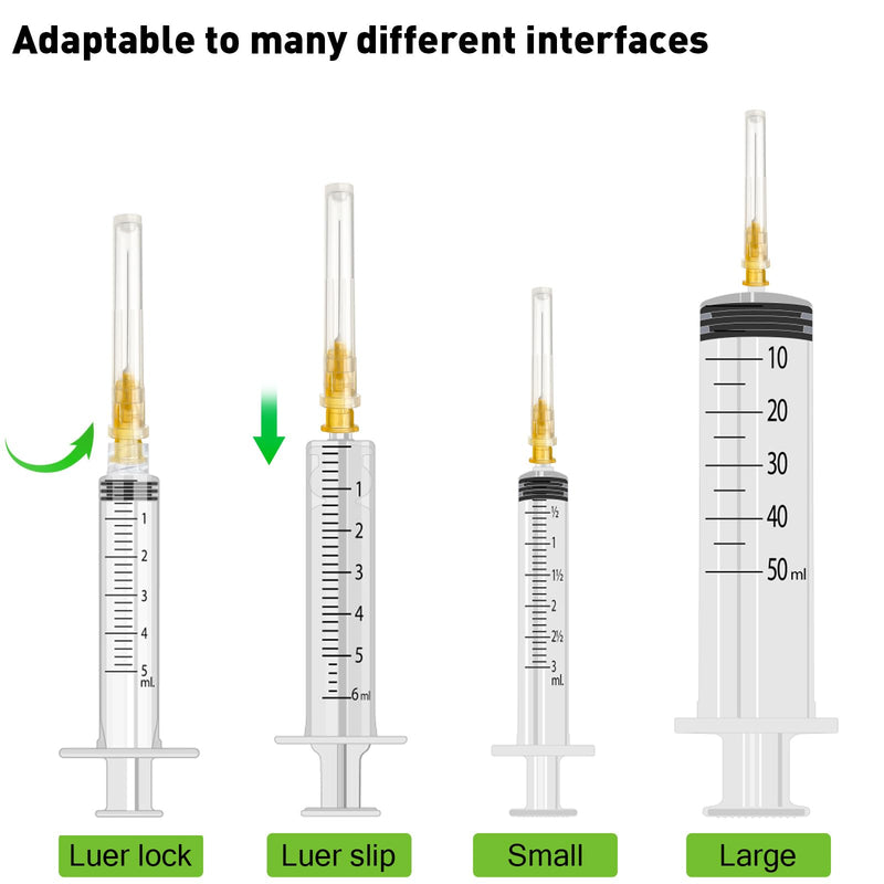100Pack 25Ga 1 inch (25mm) Needles Luer Lock Lab Dispensing Accessories for Measuring,Refilling Inks 25G 1 inch