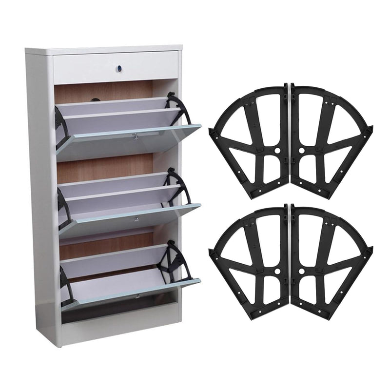 4pcs Shoes Cabinet Hinges Shoe Rack Hinge Black ABS Shoe Drawer Hinge Shoe Flip Frame Rack Shoe Turning Rack Cabinet Accessory for Increaseing Cabinet Capacity, 26x20cm