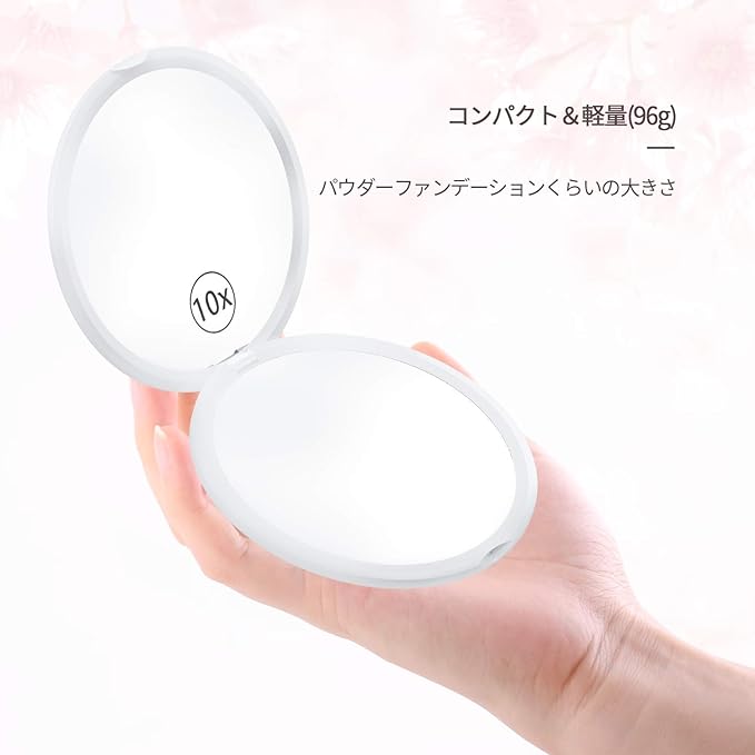 Gospire Compact Mirror, 10x Magnifying Mirror, Double-sided Makeup Mirror, Portable Mirror, Foldable, Simple Design, Adjustable Angle, Ultra Lightweight, White - NewNest Australia