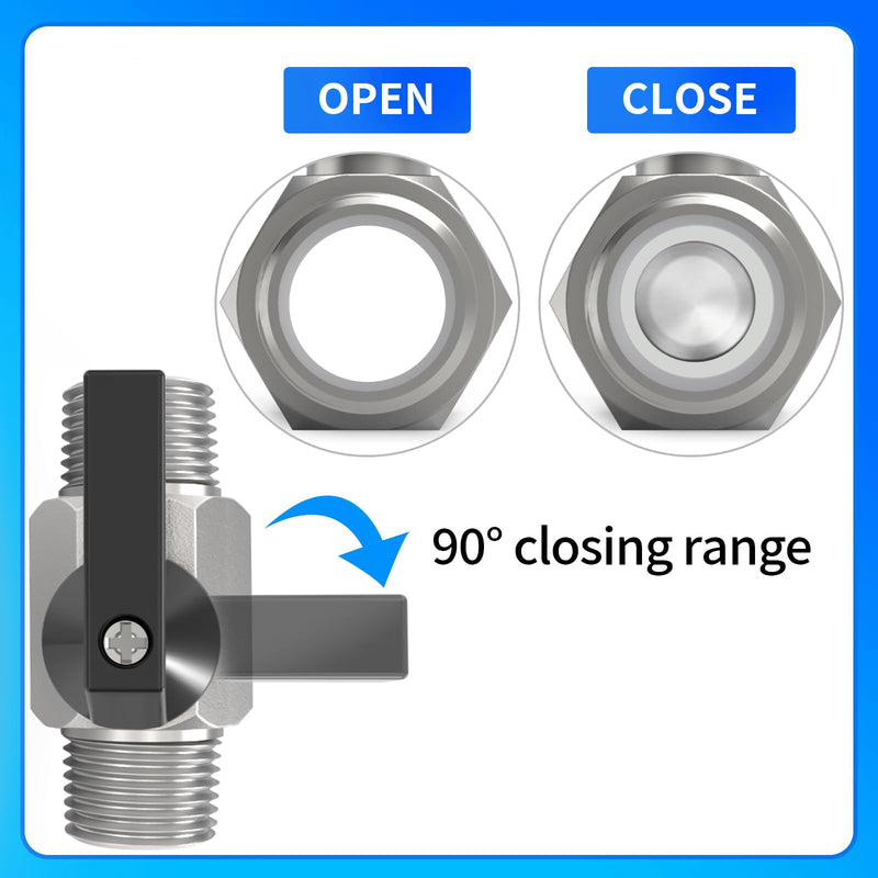 ChillWaves Brass Mini Ball Valve, Shut Off Switch Ball Valve 1/4" NPT Male x 1/4" NPT Male Thread Pipe Fitting(4-PACK) 1/4" MNPT x 1/4" MNPT PACK OF 4