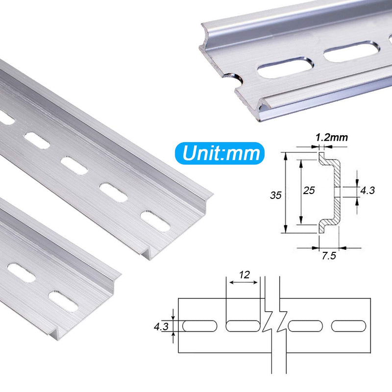 mxuteuk 6pcs Aluminum DIN Rails,4 Inches Long,35mm Wide,7.5mm High DIN Rail with RoHS for Hardware Components Mounting 4"×6PCS