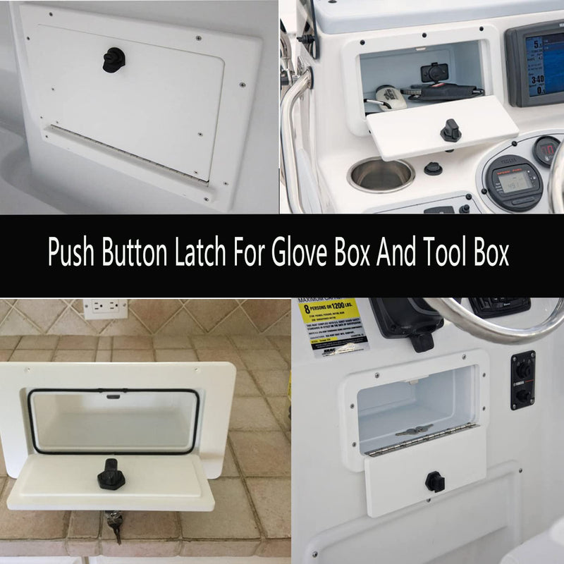 6Pcs Push Button Lock Glove Box Latch with Key,Boat Glove Box Latch,Tool Box Latch for Marine Boat Tool Box, Glovebox Electronic Box,Latch Replacement (6) 6