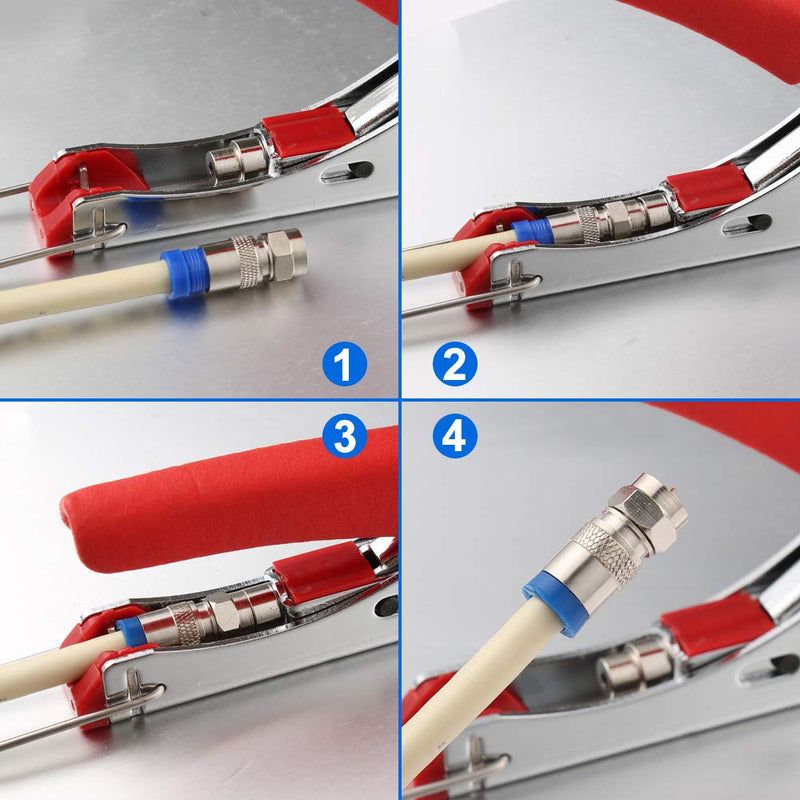 Coax Cable Crimper Kit Coaxial Cable Rg6 Compression Tool Kit with 20PCS F RG6 Connectors, Wire Coax Cable Stripper Tool Stripper&Crimper