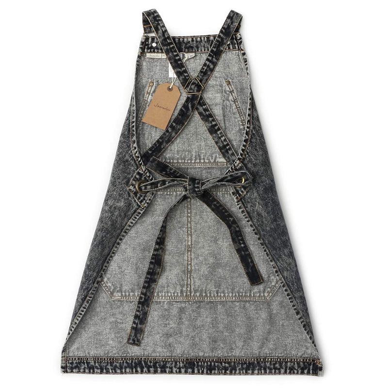 Jeanerlor - Denim Apron with Pockets for Hair Stylist Gardening Craftsmen Barista Women Hairdresser Jean Work Apron Cross Straps & Adjustable S to L (Black) Medium Black
