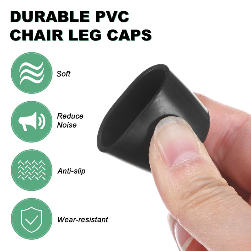 64-Pack Chair Leg Caps, 7/8 Inch(22mm) PVC Chair Leg Floor Protectors for Folding Chairs/Metal Chairs/Furniture Table/Hardwood Floors, Round Non-Slip Cover End Tips [Black] 64