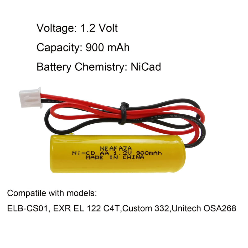 5 Pack 1.2v 900mAh Ni-CD AA Exit Sign Emergency Light Battery Replacement Compatible with Unitech AA900mAh OSA268 ELB CS01 Lithonia Battery EXR LED EL M6