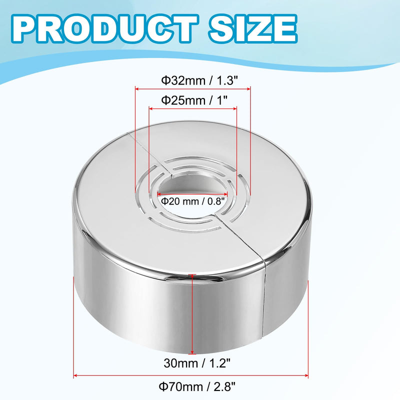PATIKIL Wall Split Flange 0.8/1/1.3 Inch, 1.2" Thicken Cuttable ABS Round Escutcheon Plate Cover Buckle for Water Pipe Faucet Decoration, Silver 1.2"