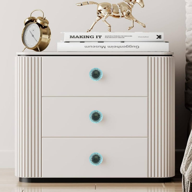 Perilla Home Set of 6 Knobs Glass Cassandra Knob Modern Decorative Glass Knobs for Home Decor, Kitchen, Cabinet, Hardware, Cupboard, Door, Dresser, Wardrobe and Drawer Pulls Aqua Blue Aqua Blue - Cassandra