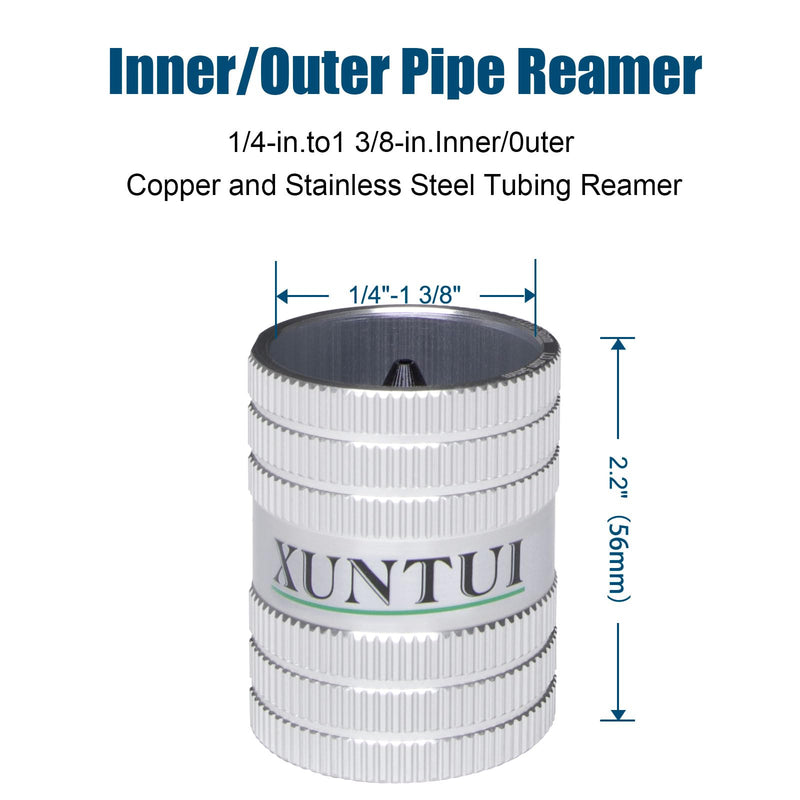 Professional Tubing Reamer, 1/4" to 1-3/8" Inner-Outer Pipe Reamer, 45 Heavy Duty 40Cr Alloy Steel Blades, Aluminum Body Deburring Tool for Stainless Steel, Copper, PVC
