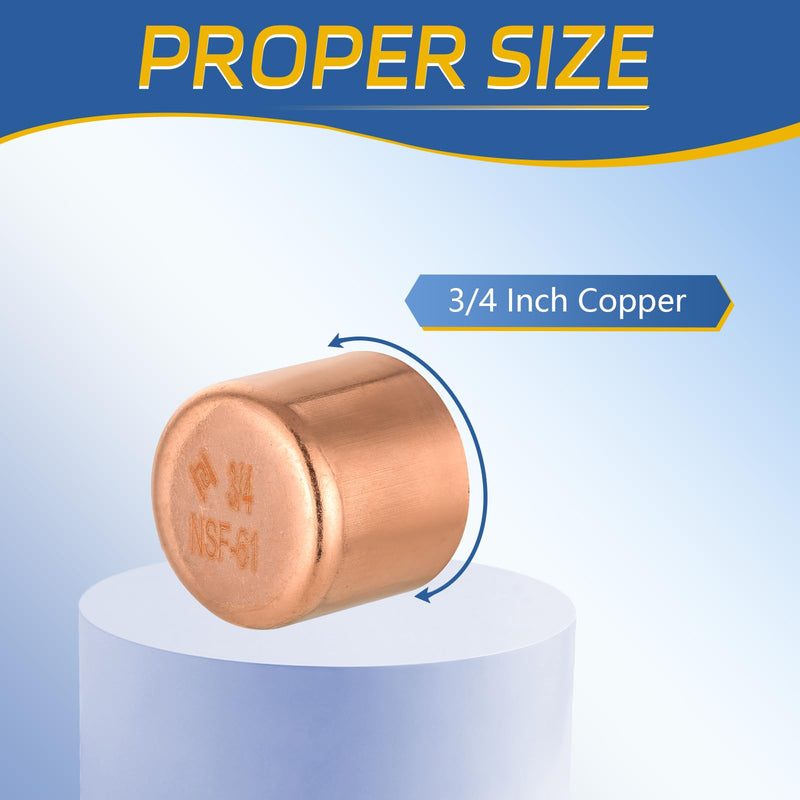 50PACK GUOFIS 3/4" Copper Sweat Plug End Cap Fitting(COPPER021-50) 50 3/4 Inch