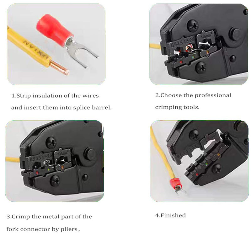 500 Pcs Insulated Fork Spade Wire Connector #8 U-Type Electrical Crimp Terminals 22-16 AWG- Red 500Pcs AWG22-16