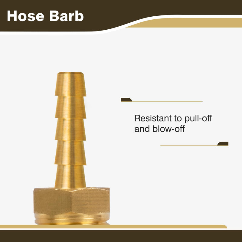 Brass Hose Barb Fitting, 1/4" Barb x 1/4" NPT Male Pipe Adapter Connector, Ideal for Air, Gas, Fuel, Oil (4-Pack) 4 Pack