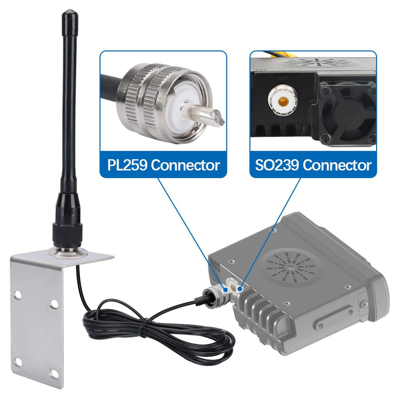 VHF Marine Radio Antenna VHF Antennas 156-163MHz Waterproof Boat Stubby Antenna with 16.4ft RG-58U Coaxial Cable,L Mount Bracket,U Bolt,PL-259 Connector for Yacht Sailboat Eifagur
