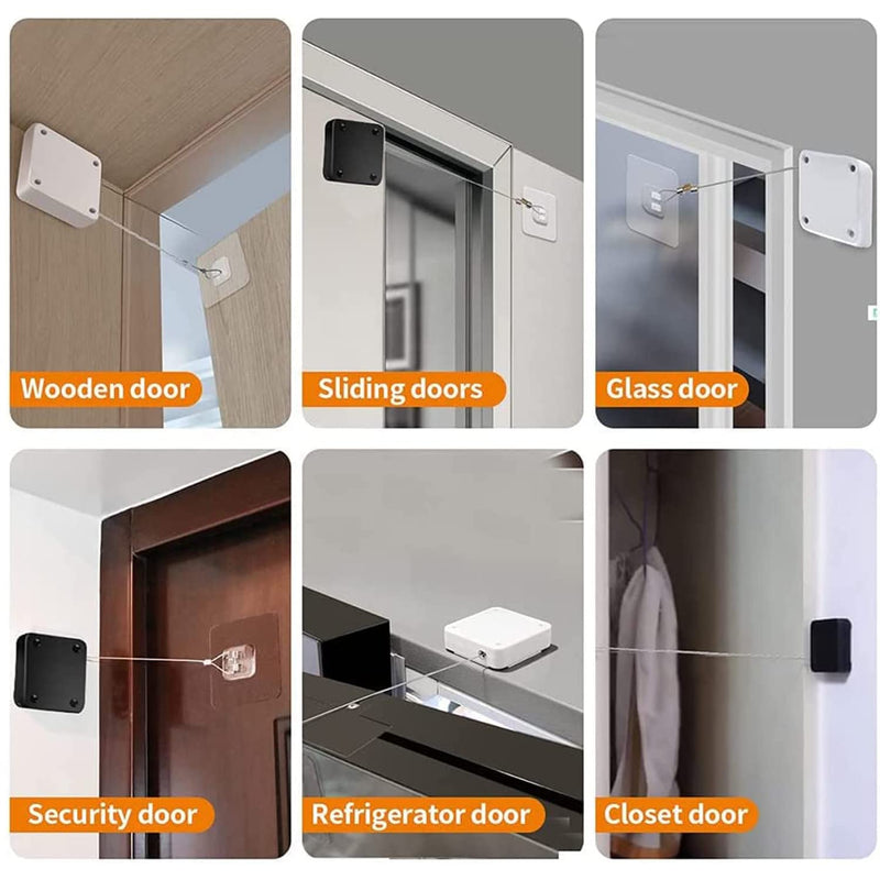SHIMIDO Upgraded Punch-Free 1000g Automatic Screen Door Closer, Storm Door Closer, Sliding Screen Auto Door Closer with Steel Drawstring for Bathroom, Bedroom, Studyroom, etc.（2 Pack White） 2 Pack White