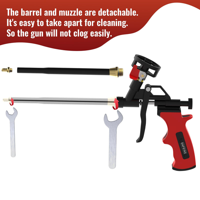 Detachable Spray Foam Gun Expanding Foam Gun Upgraded Teflon Pro Foam Dispensing Gun Insulating Foam Sealant Gun Pu Foaming Applicator for Insulation, Red