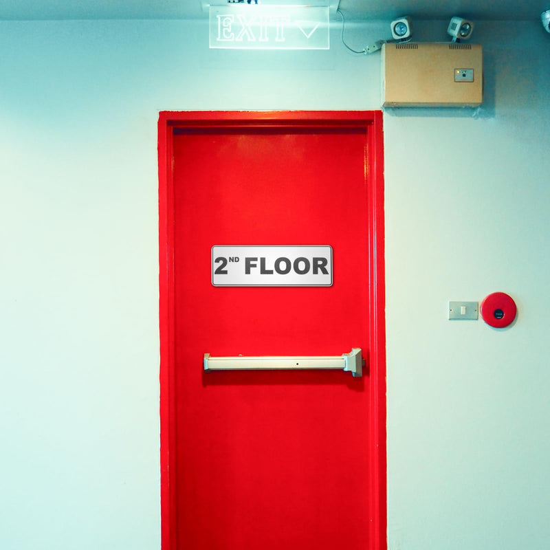 Blulu 2nd Floor Sign with Double Sided Tape Stainless Steel Floor Number Sign for Door 2.76 in x 7.87 in Durable Metal