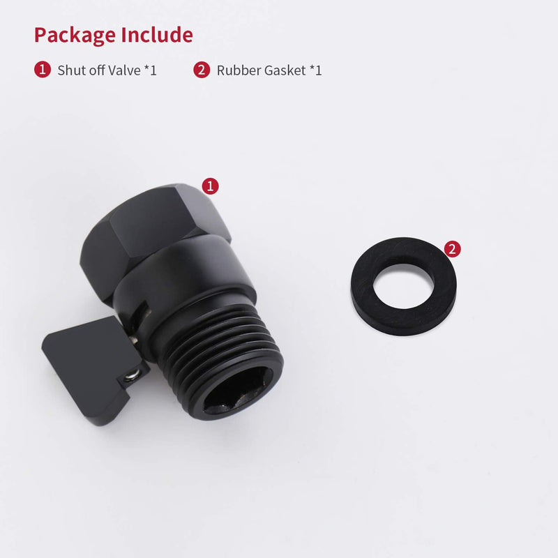 Water Flow Control Valve Brass Shut Off Valve,Matte Black G1/2 Shower Head Flow Control Valve Adjustable Water Volume Valve for Hand Held Shower Head & Bidet Sprayer Matte Black