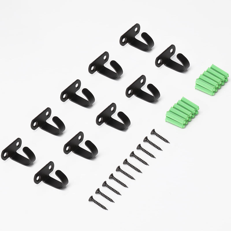 NearMoon Stainless Steel Screw Mounted Ceiling Hooks, Under-Shelf Towel/Robe Clothes Hook Heavy Duty Coat Hanger for Bathroom Kitchen Cabinet Garage, 10 Pack (Matte Black) Matte Black