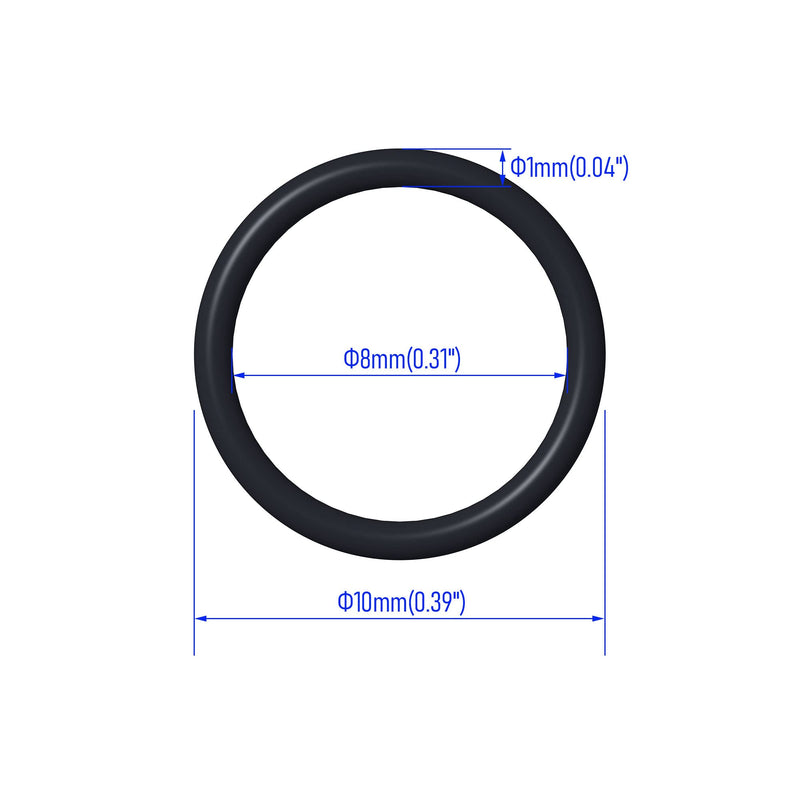 50 PCS Nitrile Rubber O Ring 10mm OD 8mm ID 1mm Width, Metric Buna-N NBR Sealing Gasket Plumbing, Gas, Automotive and Faucet Repair, Resist Oil and Heat O-Rings, Black 10x8x1mm