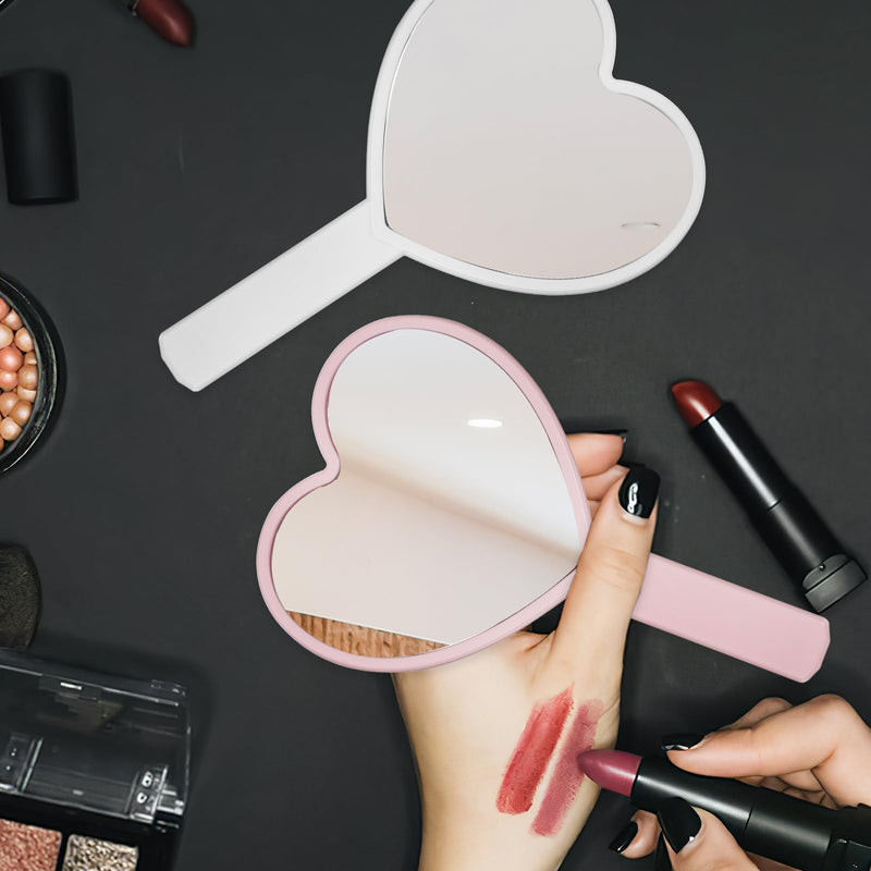 Heart-Shaped Mirror Set of 12 - Portable Handheld Mirrors for Makeup Cute Heart Design Compact Cosmetic Hand Mirror Ideal for Travel and Daily Use