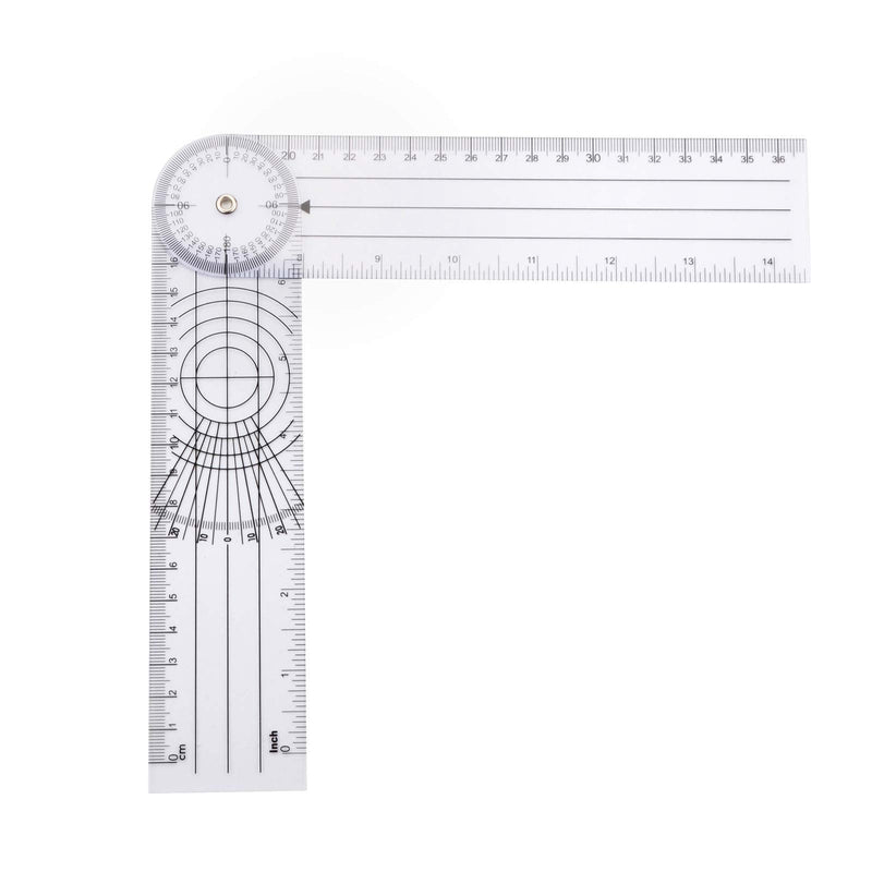 Clear Plastic Goniometer Can Rotate 360 Degree 7'' Arms, Quick Angle Protractor Measuring Tool