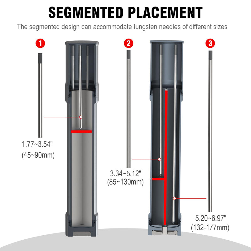3mirrors Tungsten Holder-Titanium Gray Storage Tube for TIG Tungsten Electrode with 3 Section Divider & Magnetic Base,Protective Fit that Prevents Oxidation and Damage. Titanium Gray