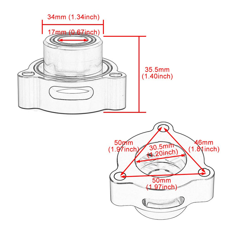 Blow Off Valve Adapter BOV Adapter Compatible with Ford Fiesta/Mustang/Fusion/Edge/Escape/Transit/Bronco 1.5 1.6 2.0 2.3 2.7L More Models, Fit for EcoBoost Turbo - CNC Billet Aluminum Red
