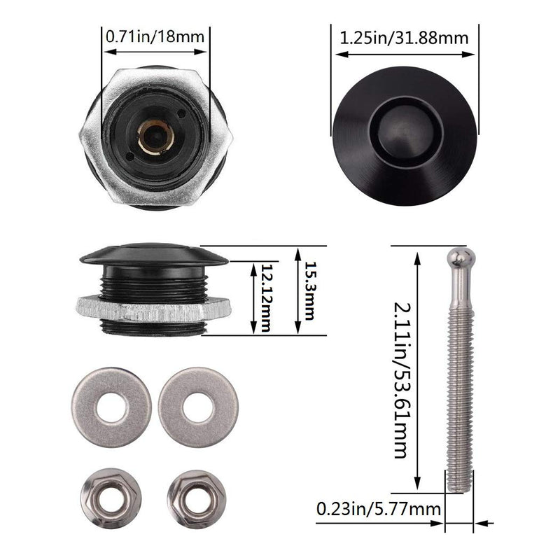 Pack of 2 Quick Release Latch Lock Clip Push Button Bonnet Kit 1.25in/32mm Diameter Universal Aluminum Alloy Quick Latch Lock for Auto Car Bumper License Plate Hood or Various DIY(2Pack) 2Black 32-53 S