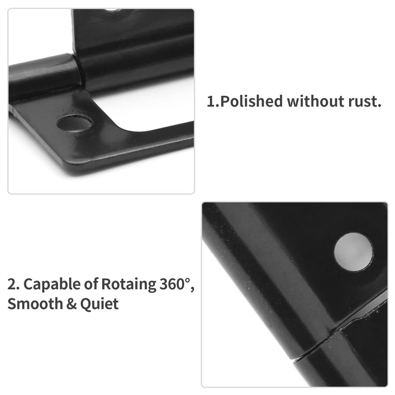 Litoexpe 6 Pcs Non-Mortise Door Hinges, 2 x 0.9 Inch Matte Black Door Hinges, Bifold Door Hinges for Variable Kitchen, Bathroom Black-6 Pcs