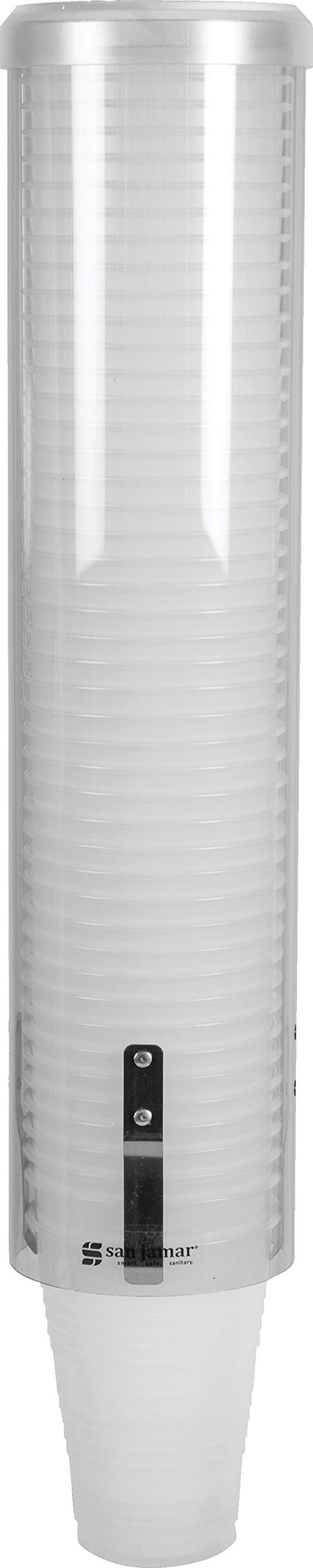 San Jamar Large Pull-Type Cup Dispenser 6-12 Oz. Flat Cups, 4.5 - 7 Oz Cone Cupz with Flip Cap for Restaurants, Home, and Office, Plastic, 16 Inches, Arctic Blue