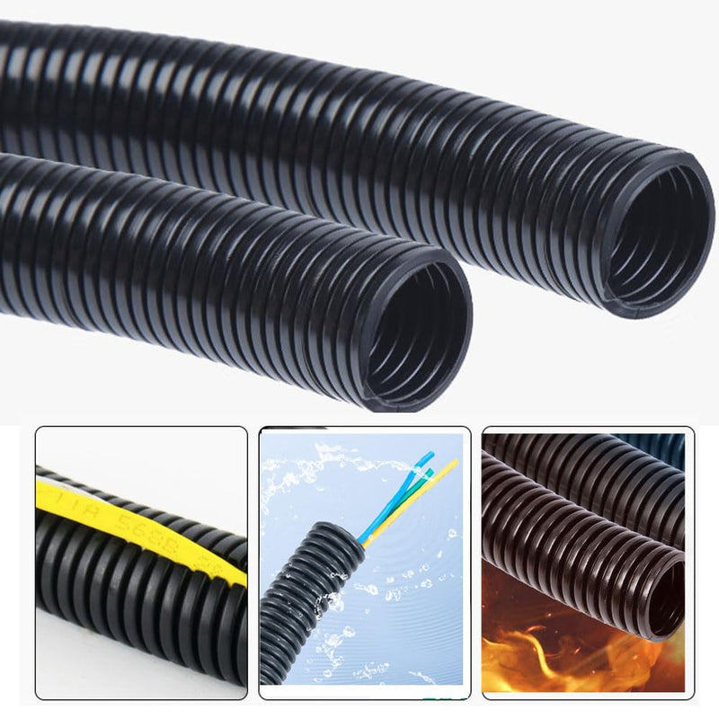 30 FT 1/2” Wire Loom Split Tubing,Dog Cat Cord Protector,Split Wire Loom Tubing Wire Conduit – Black (30FT 1/2") 30FT 1/2"