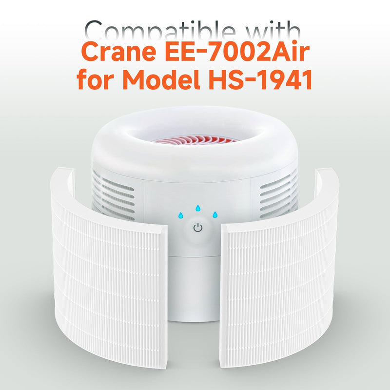 2-Pack EE-7002AIR Replacement Filter Compatible with Crane EE-7002AIR Purifier, For Model HS-1941 EE-7002AIR Filter