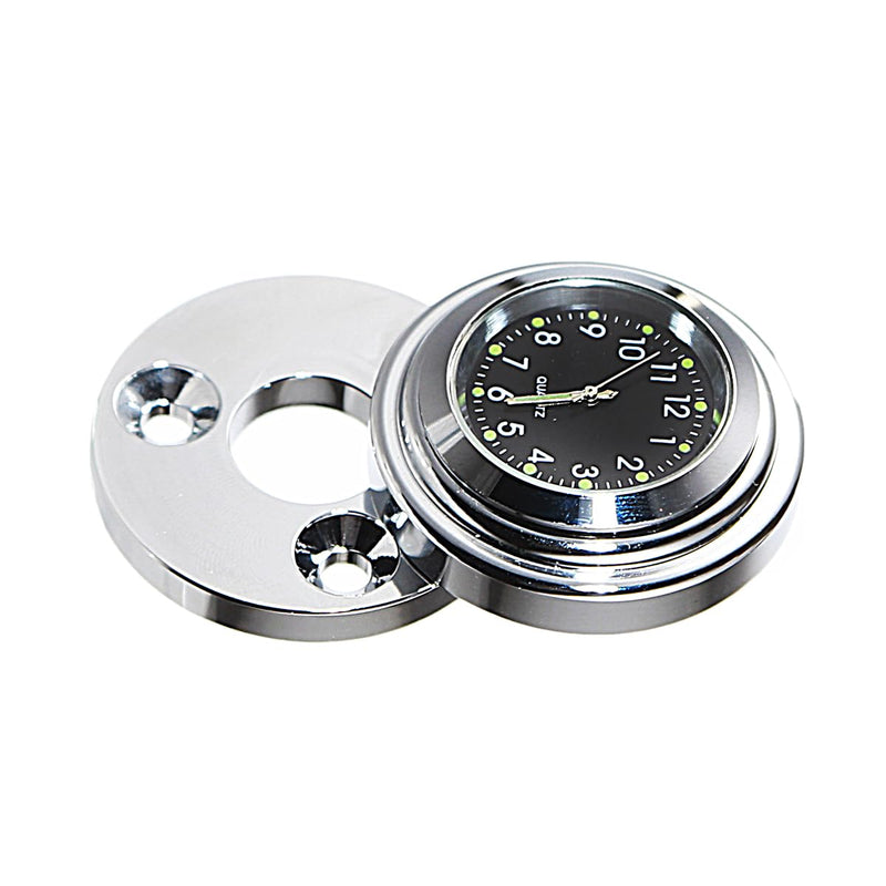 Chrome Fork Lock Clock Cover Waterproof Black Dial for Harley Touring Road King
