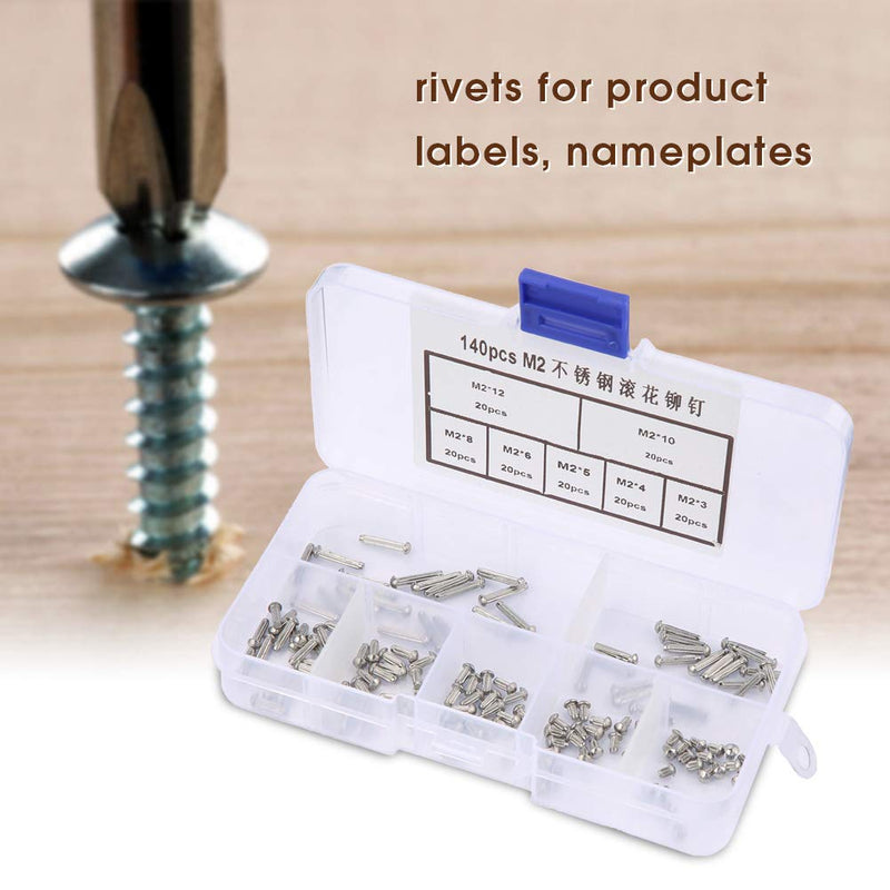 Rivet Sets, Knurled Shank Rivet, Round Head Connection for Product Labels Nameplates Fastening