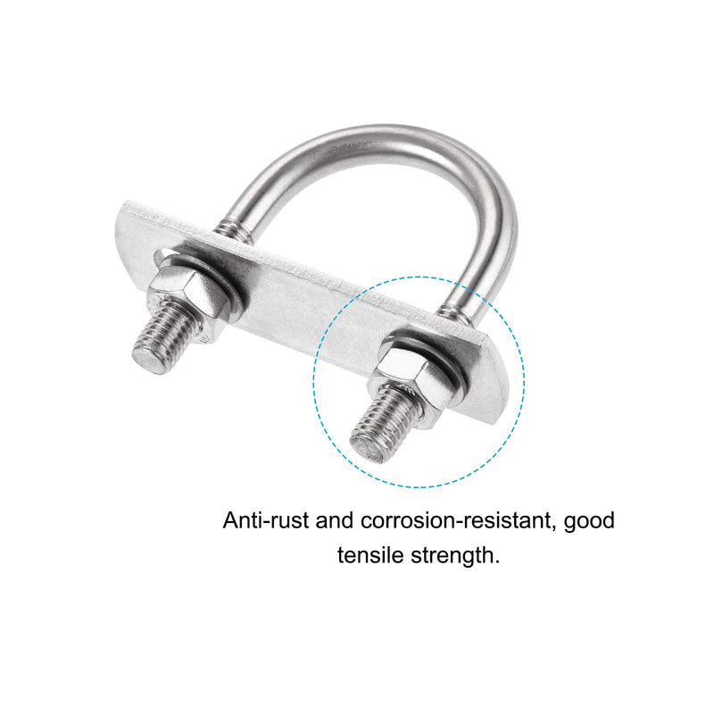METALLIXITY U Bolts 2 Sets (M8x35x60mm), Round U Bolt 304 Stainless Steel with Accessories - for Construction, Pipe M8x35x60mm