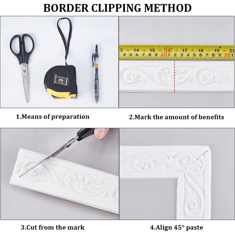 CRASPIRE 88 x 2 inch Crown Molding Peel and Stick 3D Flexible Foam Wall Trim White Self Adhesive Wallpaper Border Sticky Decorative Edging Baseboard Lines for Mirror Border Wall Hotel DIY Decor 3D Crown White 88"L x 2"W