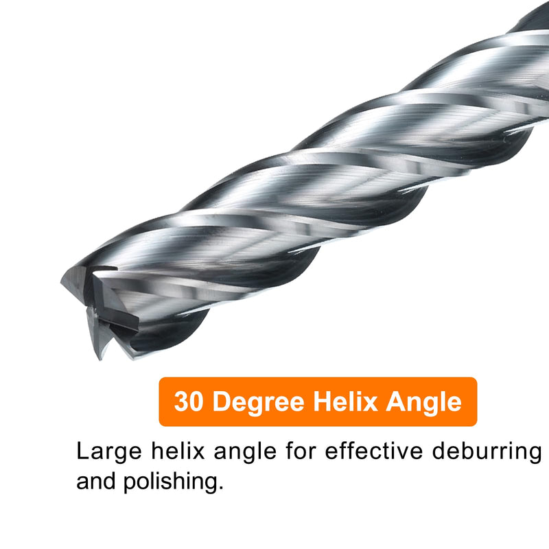 HARFINGTON Carbide Square Nose End Mill Bit 7/16" Cut Dia 4 Flutes TiAlN Coated Milling Cutter for Hardened Steel Metal (7/16" Shank 2" Cut Length 4-1/4" Long 30 Degree Helix HRC53-55)