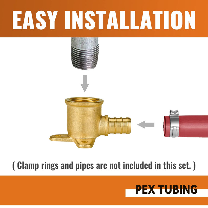 SUNGATOR 4-Pack Pex Drop Ear Elbow 1/2", Pex Fittings 1/2 inch Drop Ear, 1/2" Pex to 1/2" Female NPT, 1/2 inch Pex Shower Head Fittings, No Lead Brass, ASTM F1807 1/2 Inch, 4 Pack