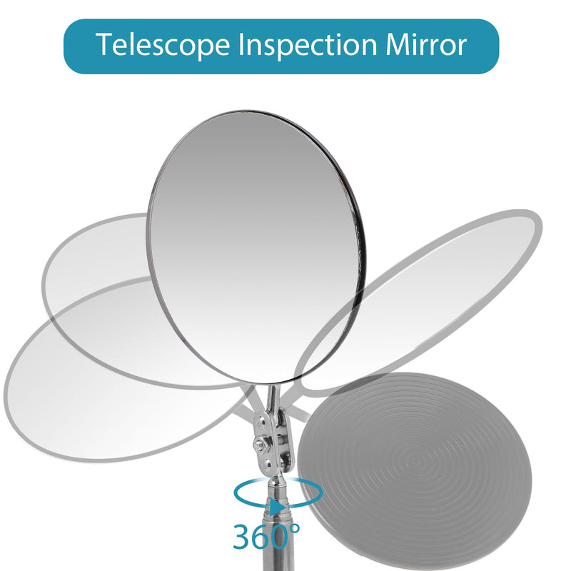 Telescoping Inspection Mirror, Circular Inspection Mirror, Flexible Inspection Mirror 360 Rotation with Extended Handle Round Inspection Mirrors for Checking Vehicle Condition(Dia-4 Inch) 4 Inch