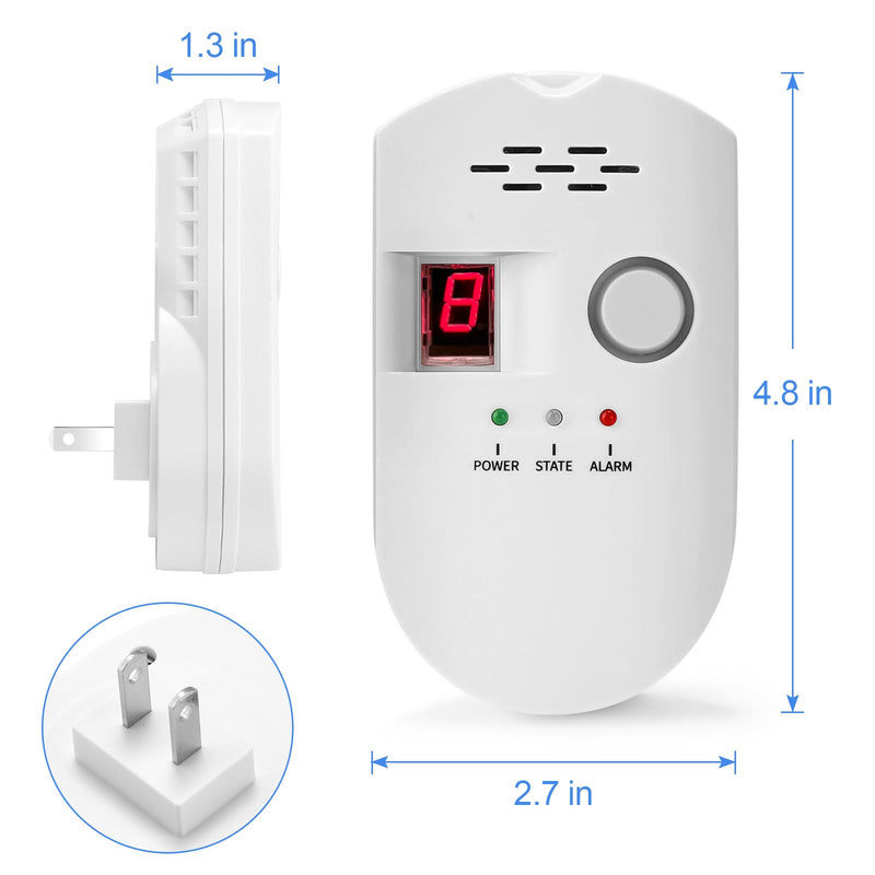 Natural Gas Detector, Plug-in Propane Gas Detector for Home & RV, Gas Leak Detector for LNG, LPG, Methane Style A