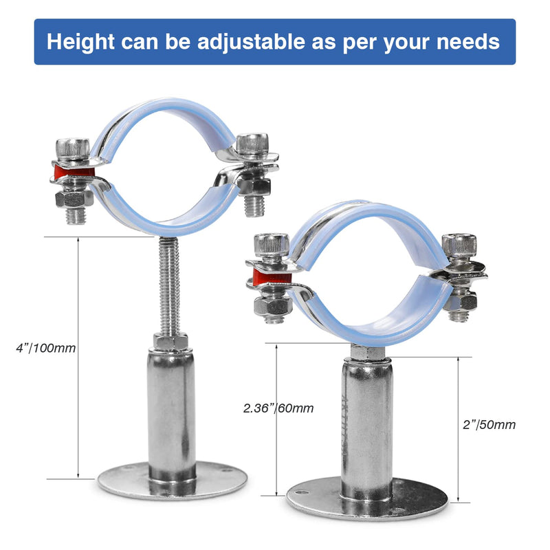 AKIHISA 2-9/16 Inch Ceiling Mount Pipe Support,2 Pack Adjustable 304 Stainless Steel Split Ring Hanger ID Range 60-65mm(50+50mm) 60-65mm(50+50mm)