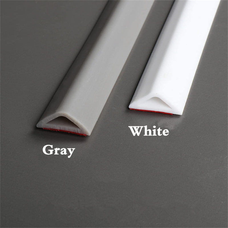 Collapsible Bathroom Corner Water Strip Dam, Water-Blocking Self-Adhesive Baffle for Suitable for The Gap Between the Shower Kitchen Countertop Sink and Cooktop (96 Inch-White) 96 Inch-White